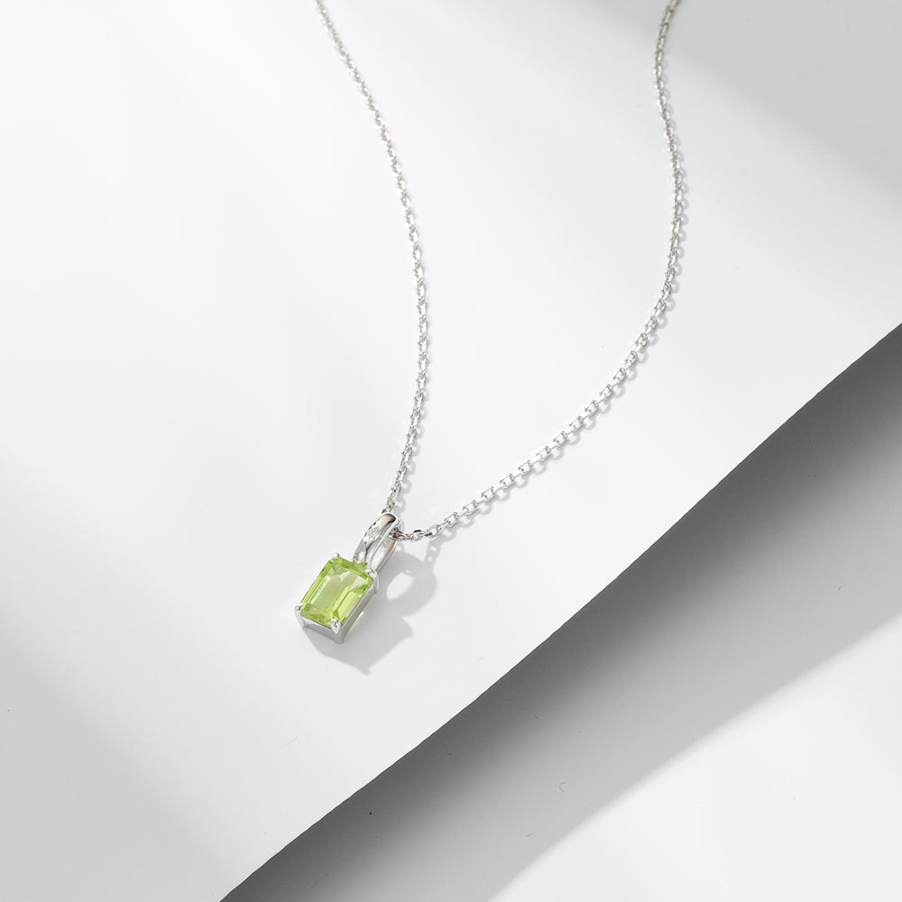 Dainty Solitaire Amethyst Peridot Pendant Necklace