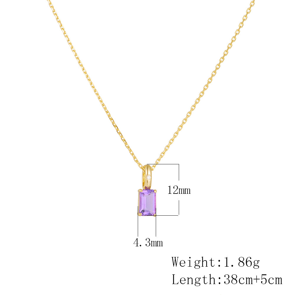 Dainty Solitaire Amethyst Peridot Pendant Necklace