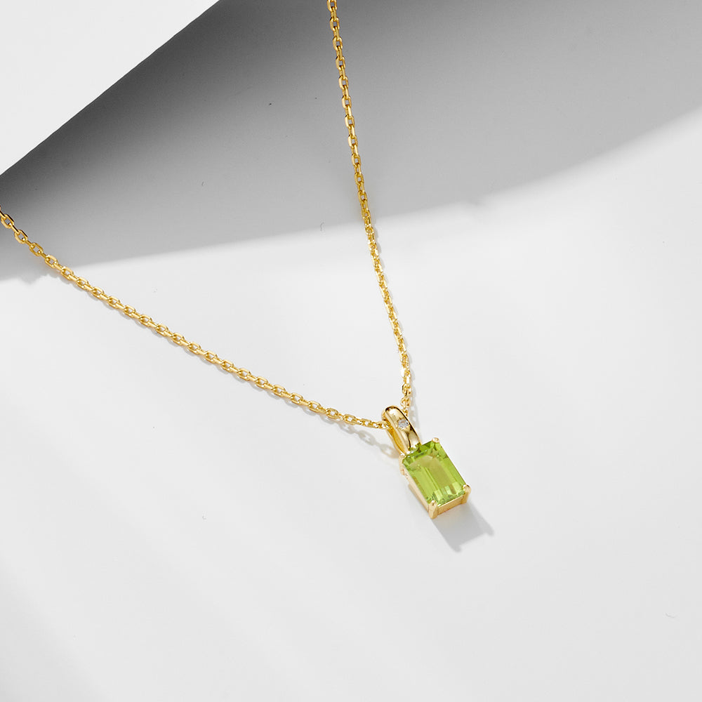 Dainty Solitaire Amethyst Peridot Pendant Necklace