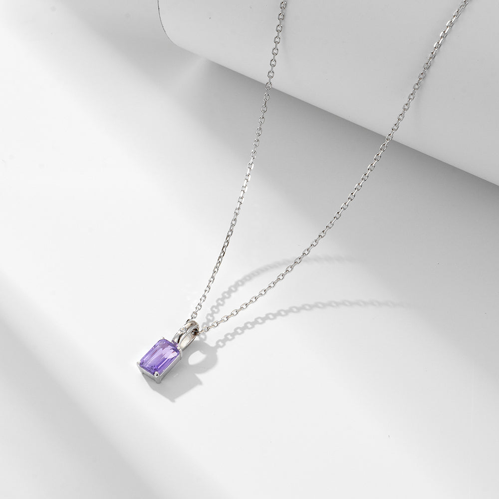 Dainty Solitaire Amethyst Peridot Pendant Necklace