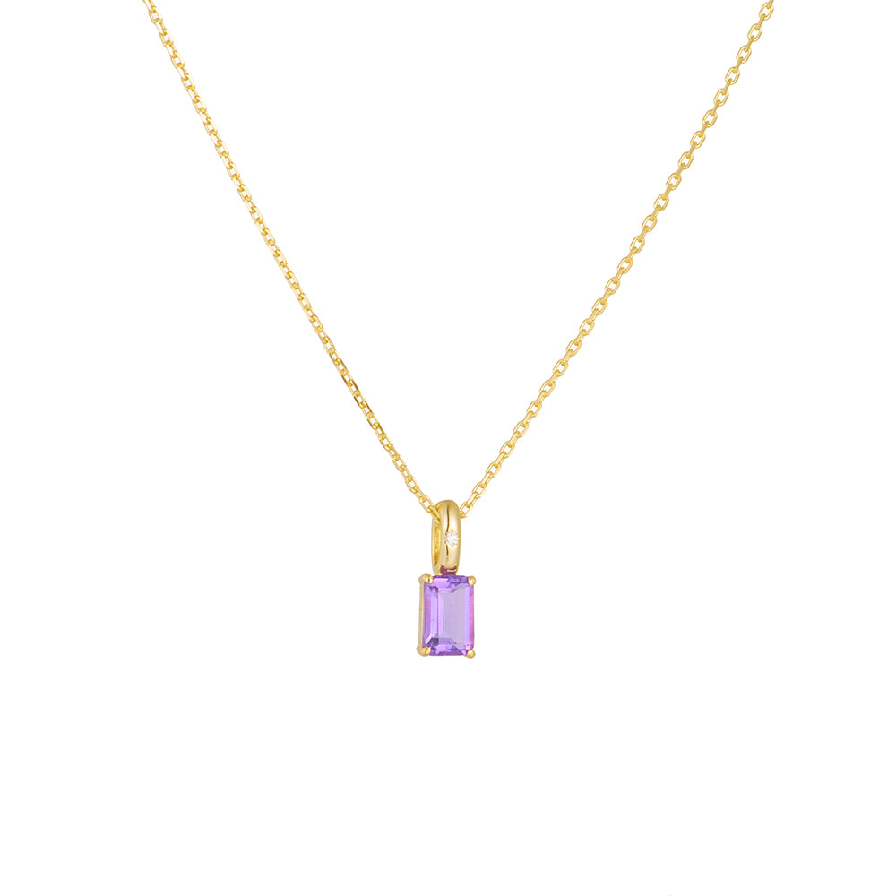 Dainty Solitaire Amethyst Peridot Pendant Necklace