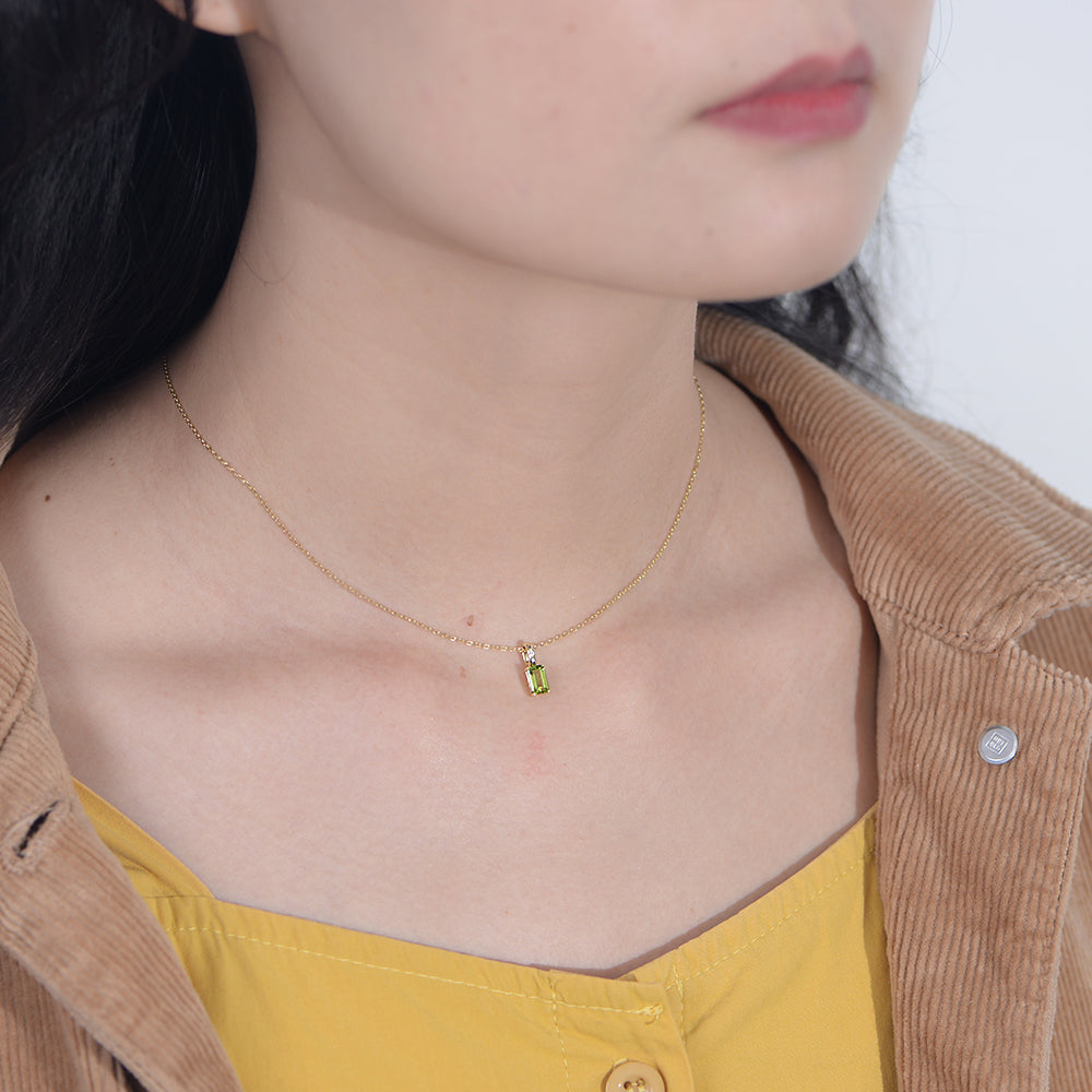 Dainty Solitaire Amethyst Peridot Pendant Necklace