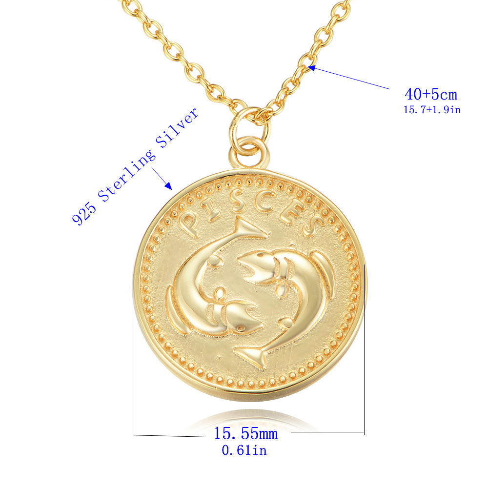 Zodiac Coin Twelve Constellations Necklace