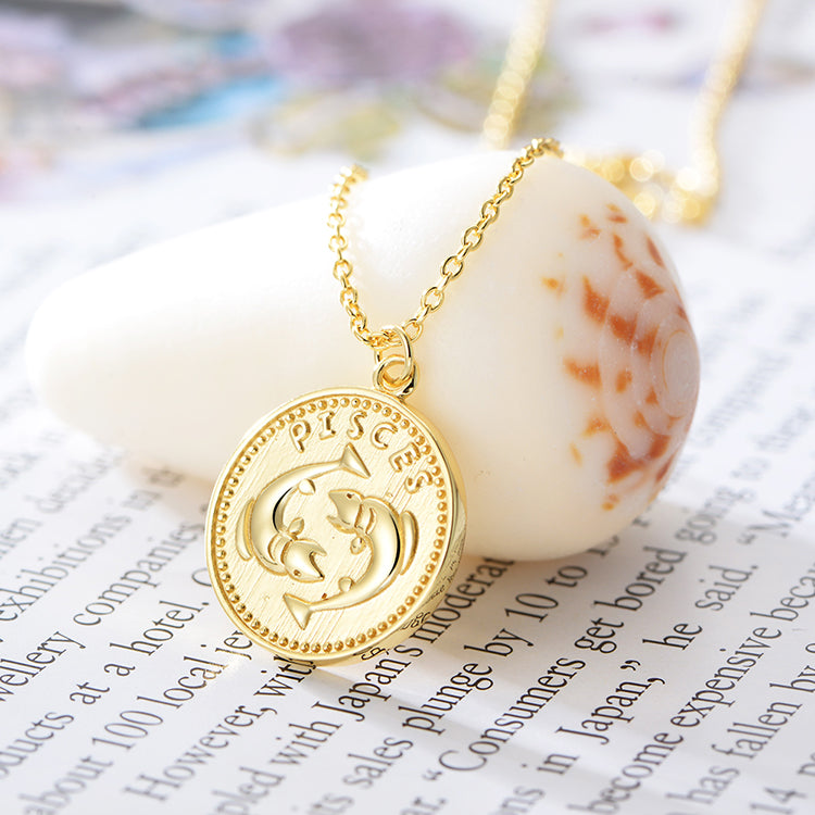 Zodiac Coin Twelve Constellations Necklace