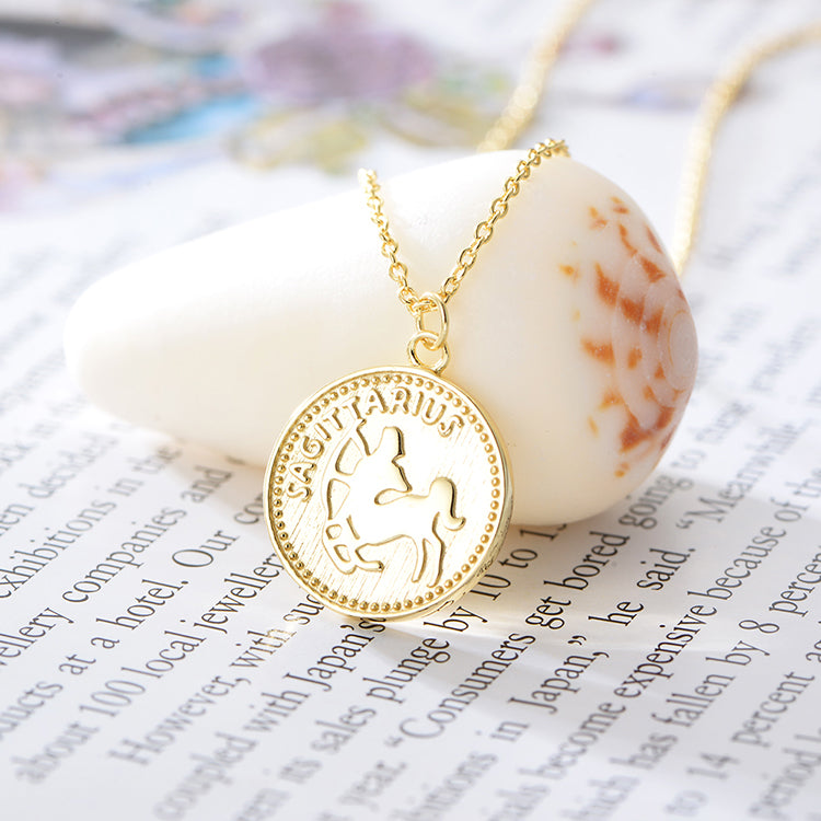 Zodiac Coin Twelve Constellations Necklace