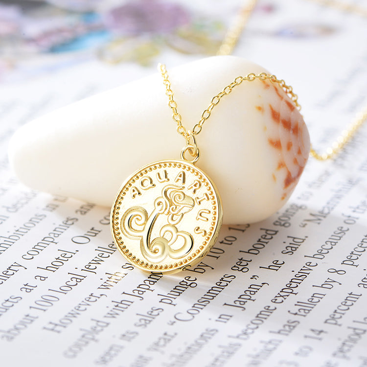 Zodiac Coin Twelve Constellations Necklace