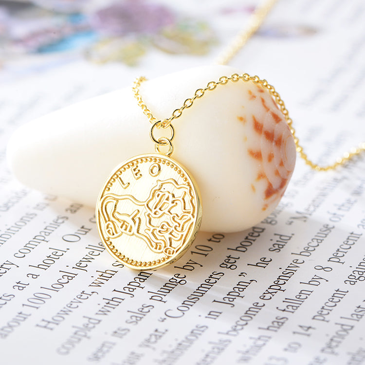 Zodiac Coin Twelve Constellations Necklace
