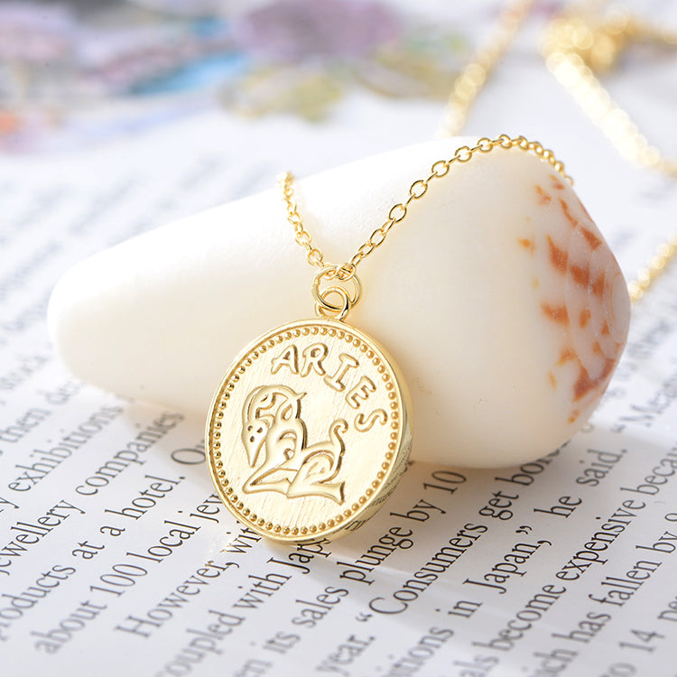 Zodiac Coin Twelve Constellations Necklace