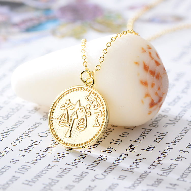 Zodiac Coin Twelve Constellations Necklace