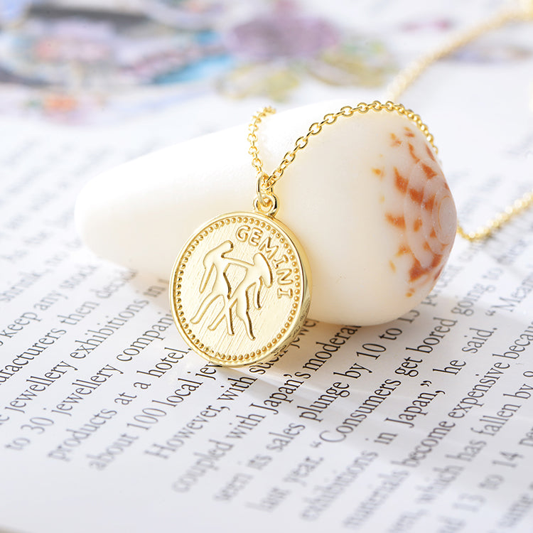 Zodiac Coin Twelve Constellations Necklace