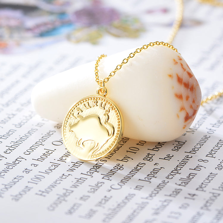 Zodiac Coin Twelve Constellations Necklace