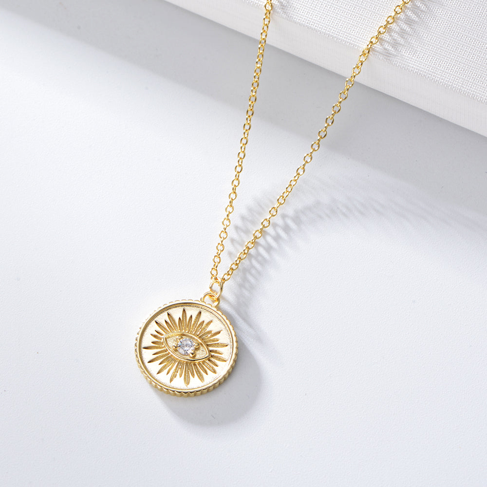 Coin Pendent Eye Charm Necklace