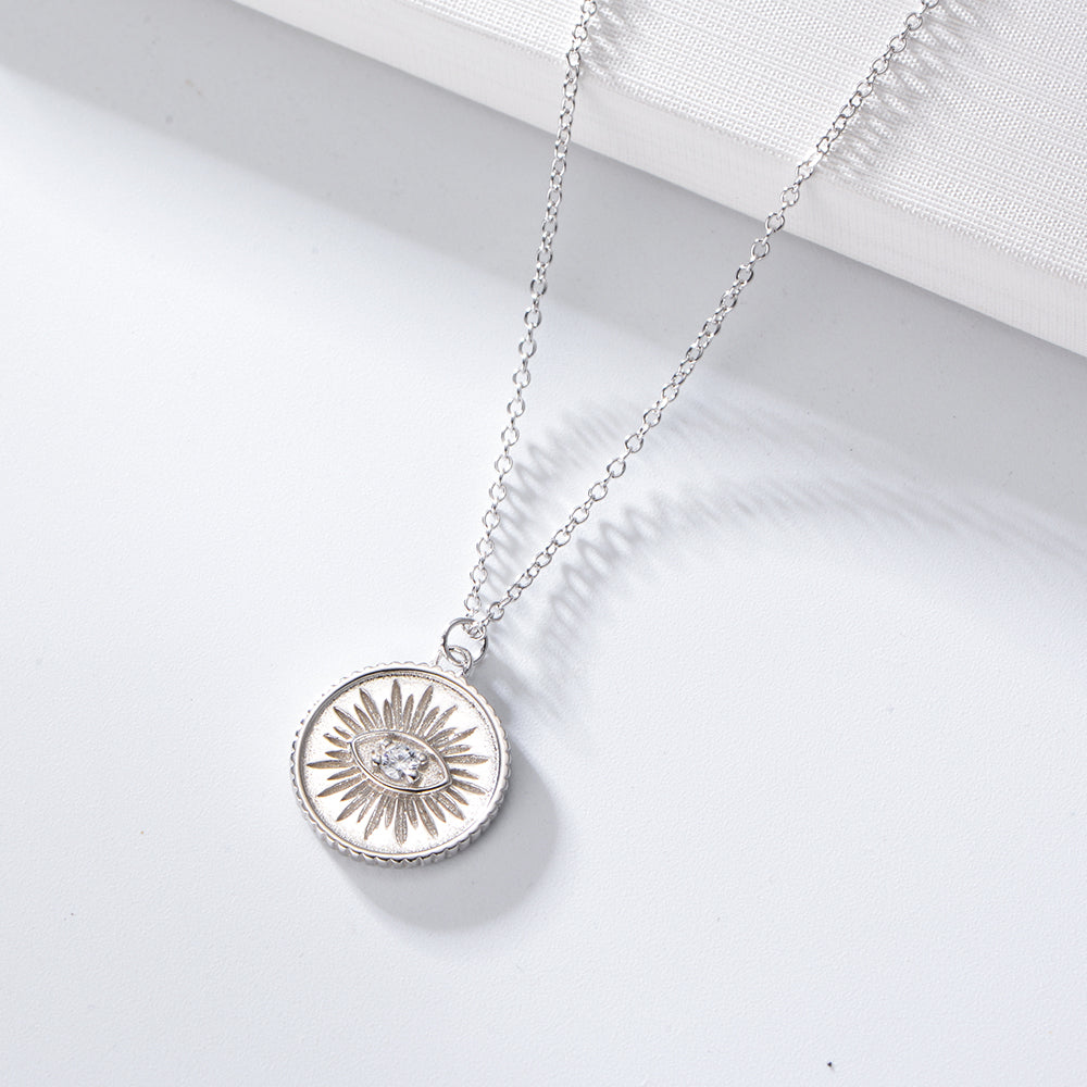 Coin Pendent Eye Charm Necklace
