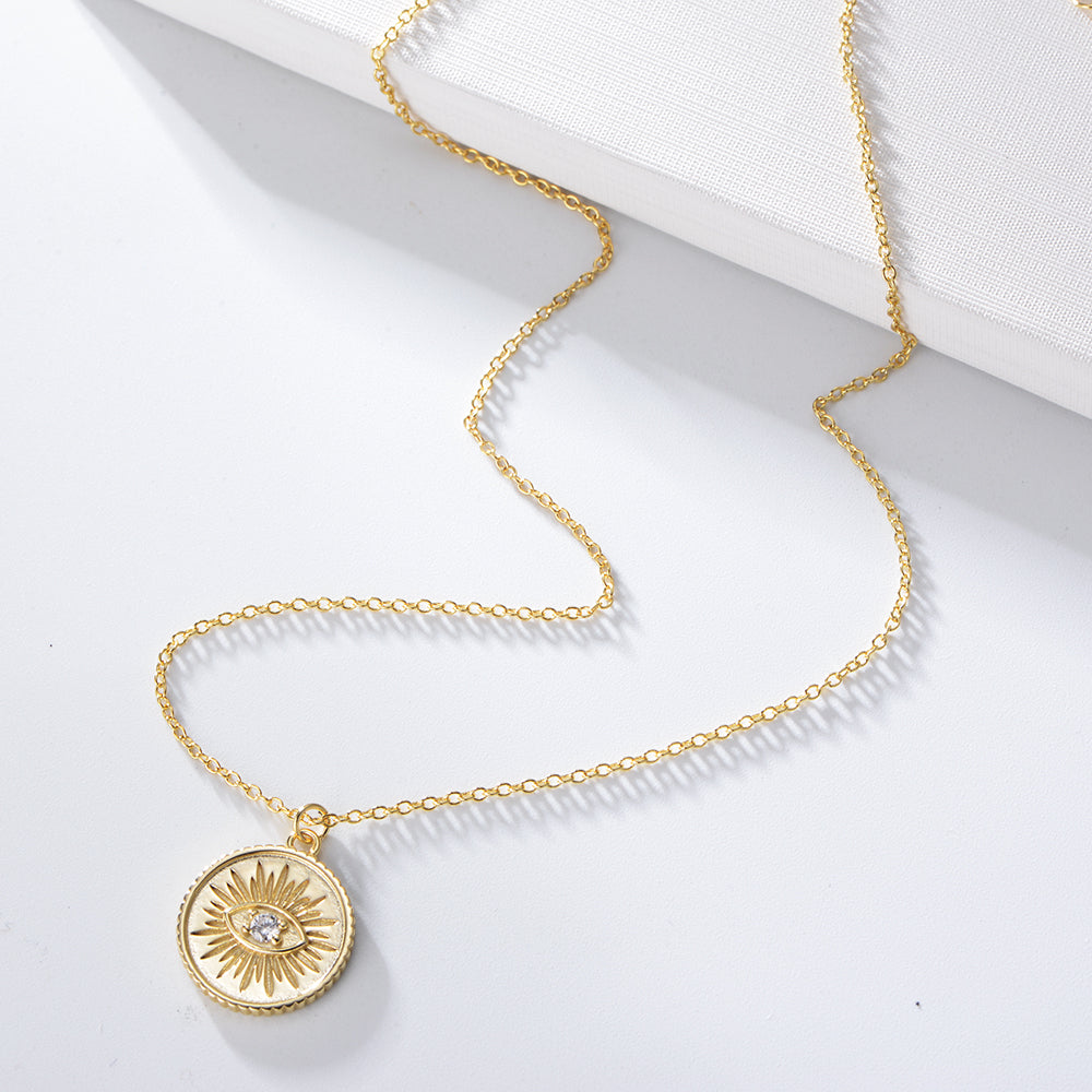 Coin Pendent Eye Charm Necklace