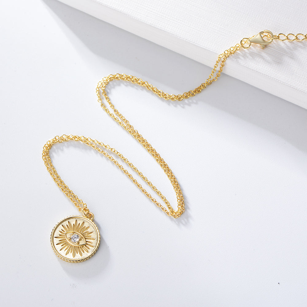 Coin Pendent Eye Charm Necklace