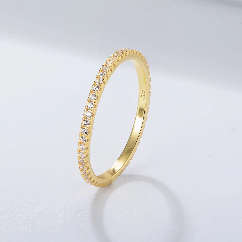 Colored Zircon Micro Pave Diamond Stackable Ring