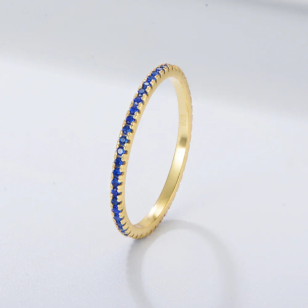 Colored Zircon Micro Pave Diamond Stackable Ring
