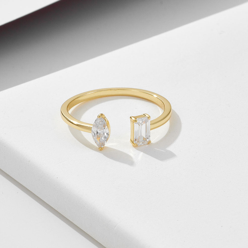 Personality Geometric Zircon Adjustable Open Ring