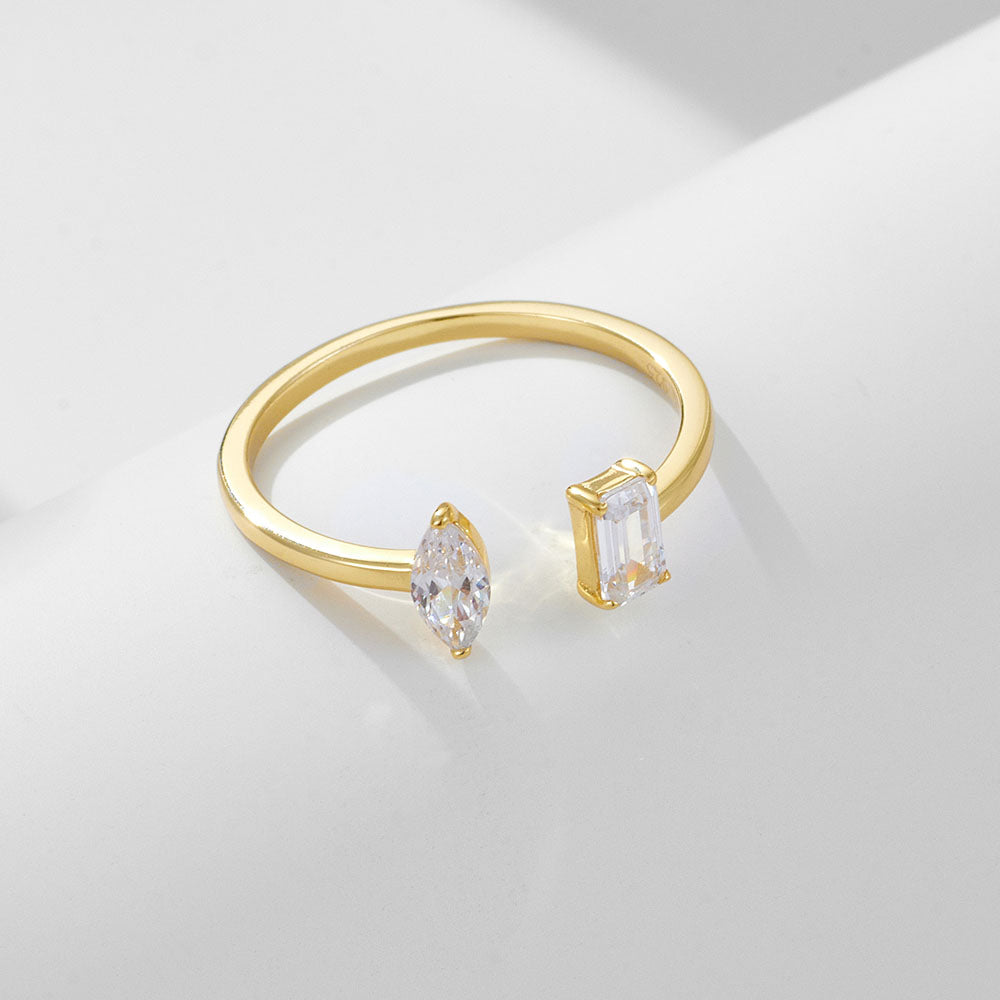 Personality Geometric Zircon Adjustable Open Ring
