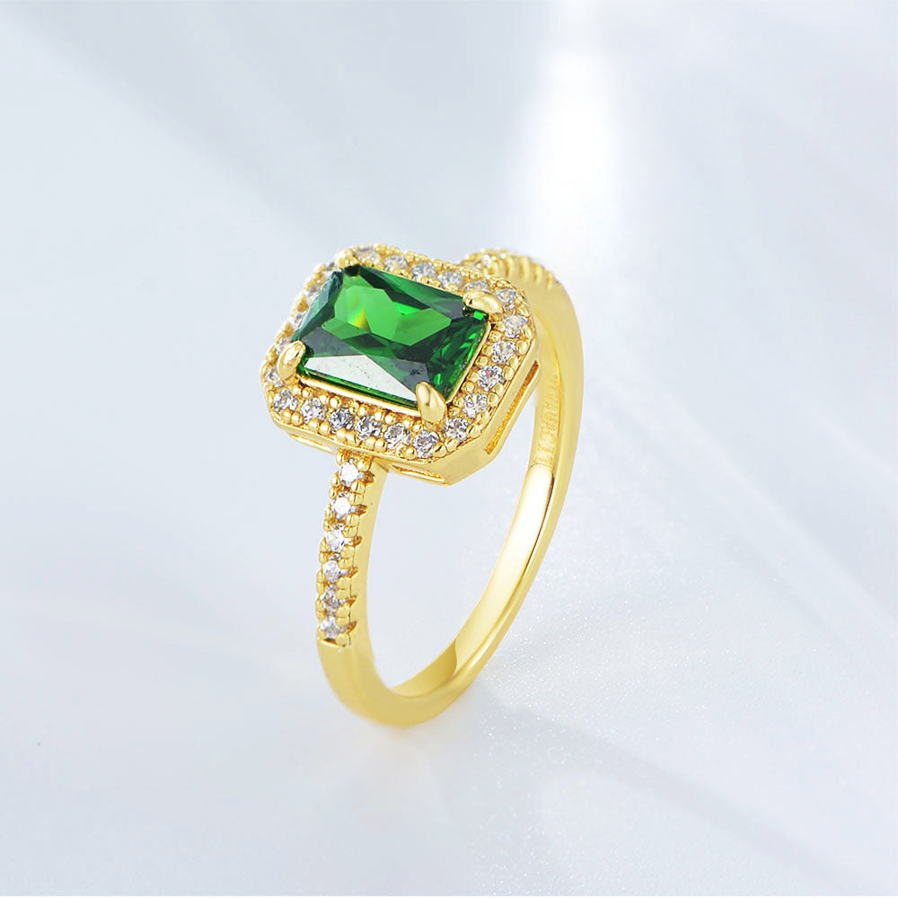 Vintage Jewelry 925 Sterling Silver Cubic Zircon Square Emerald Ring