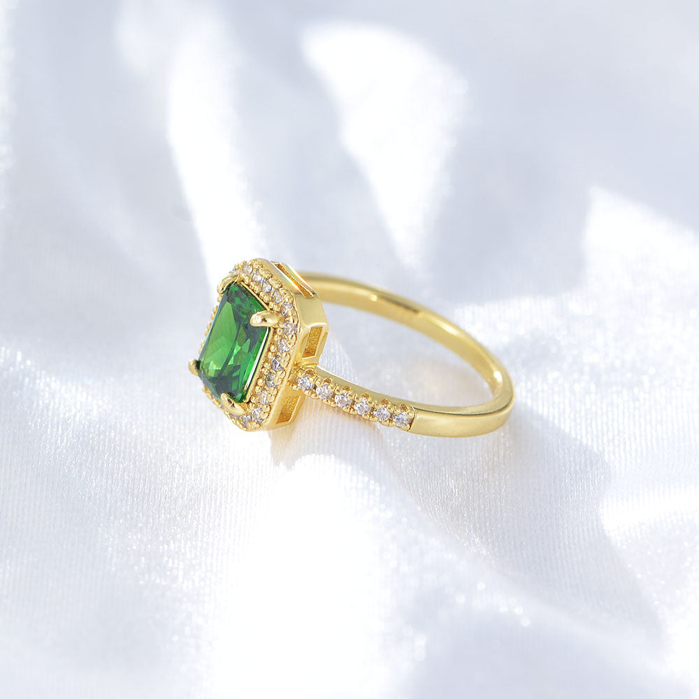 Vintage Jewelry Cubic Zircon Square Emerald Ring