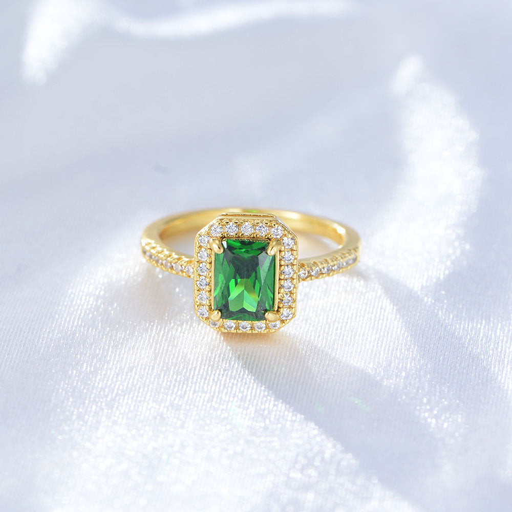 Vintage Jewelry Cubic Zircon Square Emerald Ring