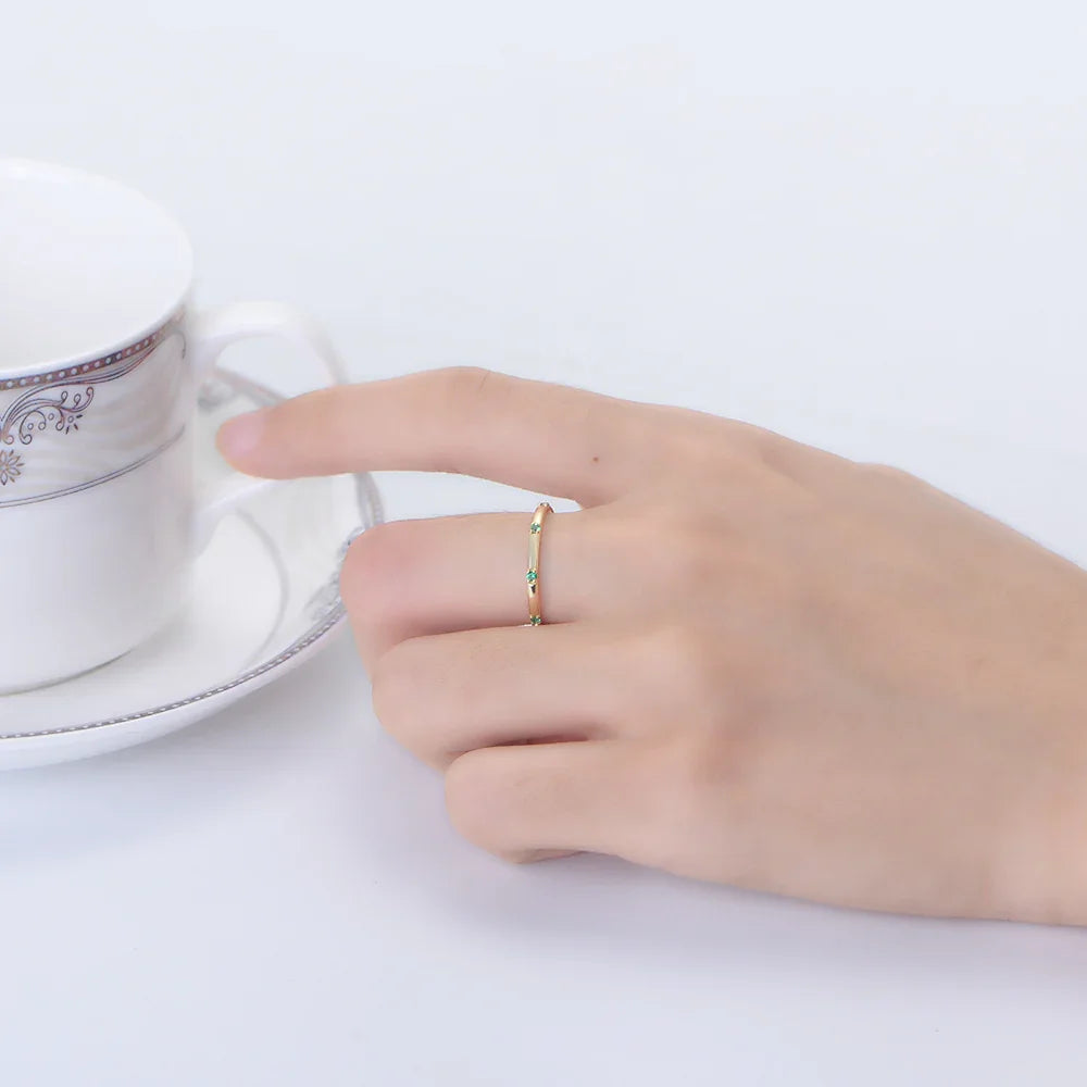 Gold Plating 925 Silver Multicolor Zirconia Band Ring