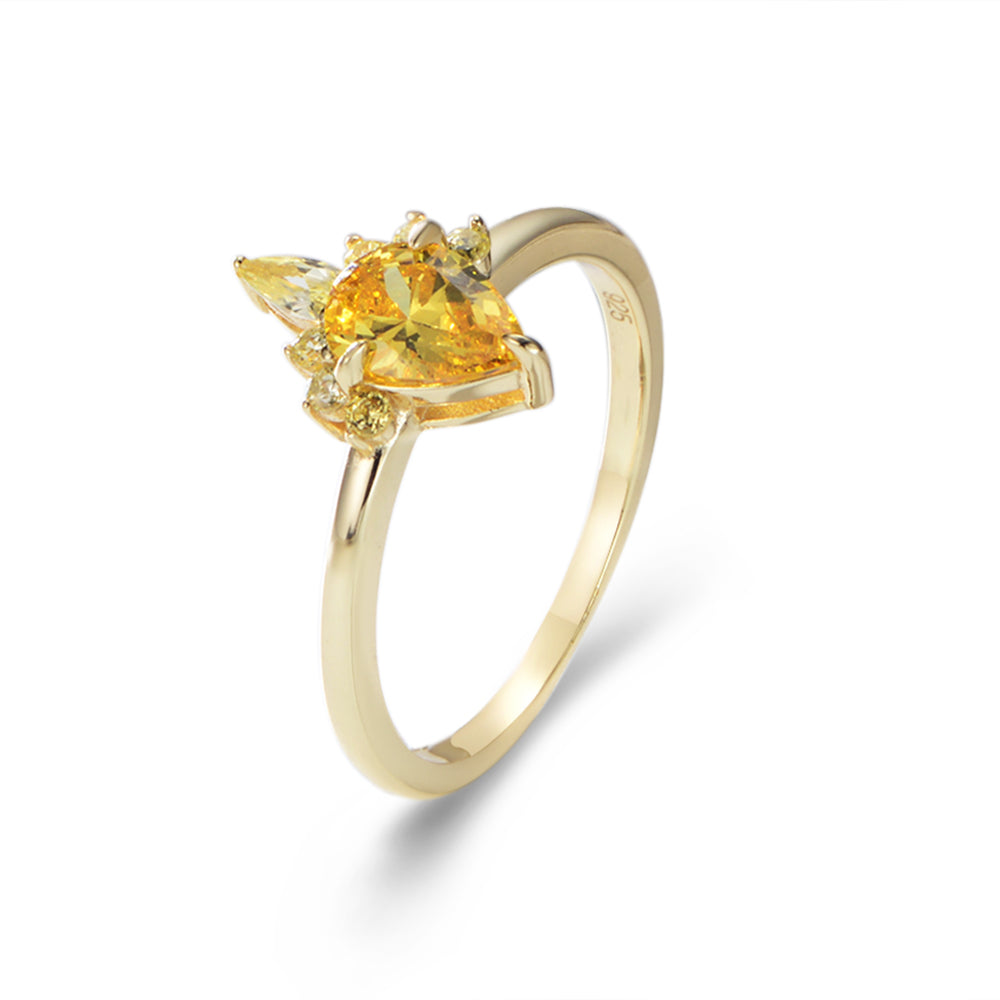 High Quality Silver Jewelry Natural Topaz Gold Ring