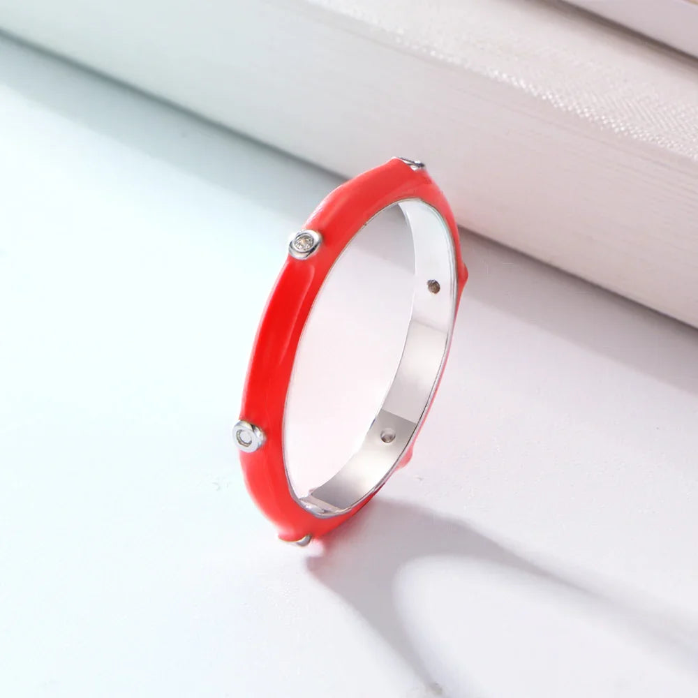 Stackable Rings Handmade Red Pink White Enamel Eternity Ring
