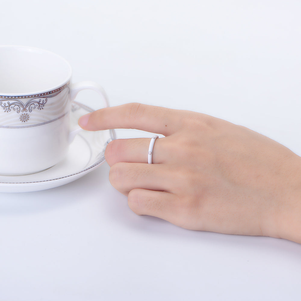 Stackable Rings Handmade Red Pink White Enamel Eternity Ring