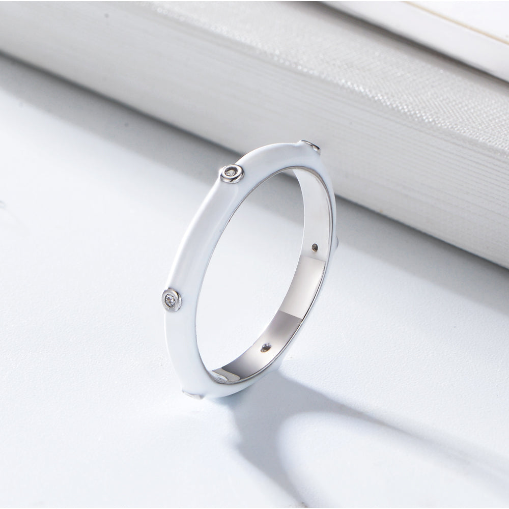 Stackable Rings Handmade Red Pink White Enamel Eternity Ring