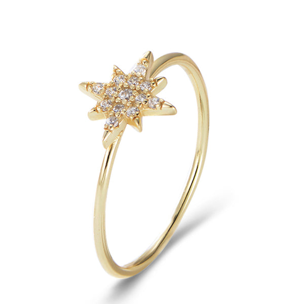 925 Sterling Silver Prong Setting CZ Star Ring