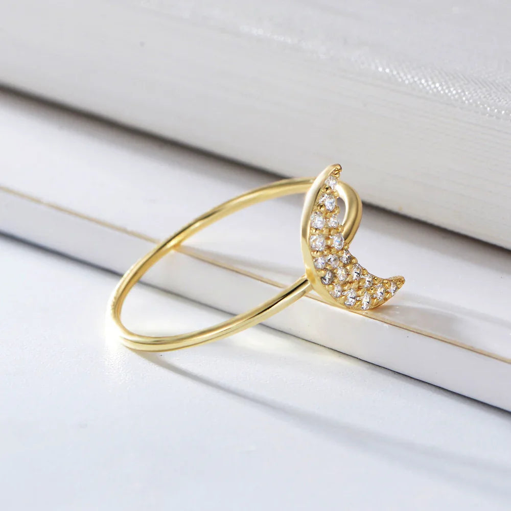 Beautiful Crescent Moon Band Ring