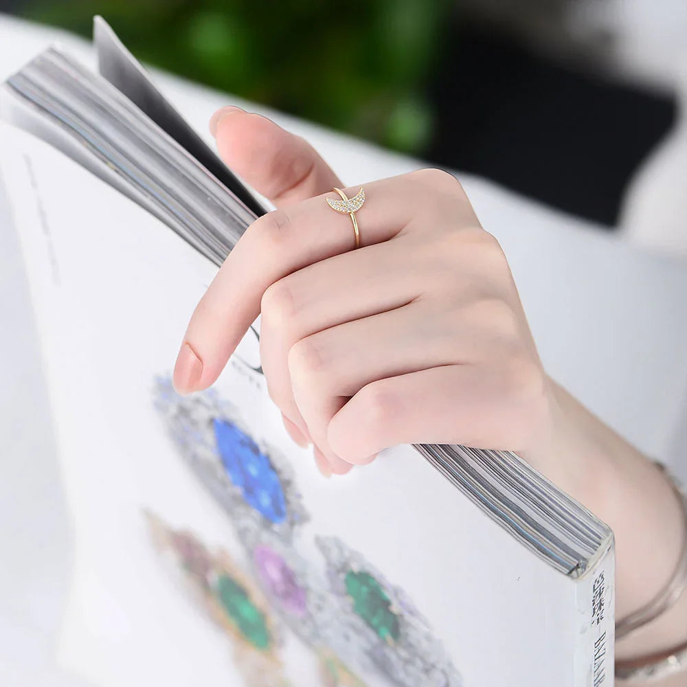 Beautiful Crescent Moon Band Ring