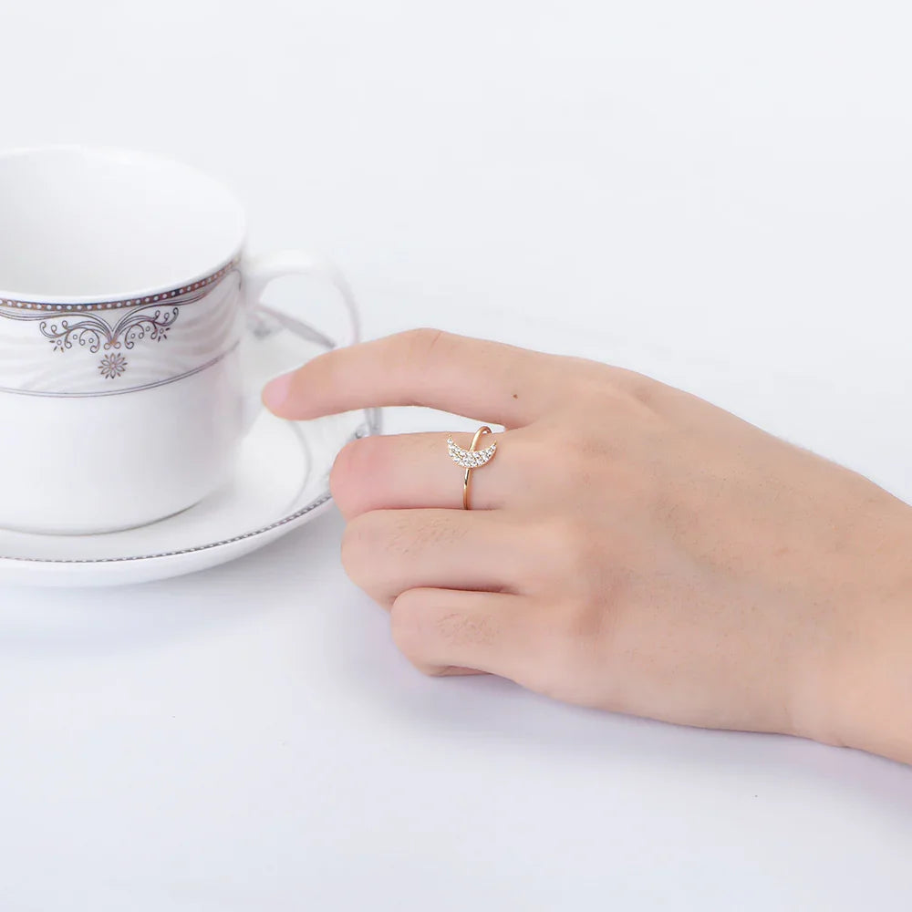 Beautiful Crescent Moon Band Ring