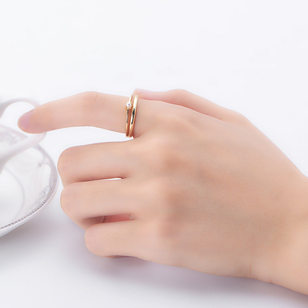 Jewelry Two Layered Stack Pearl Ring