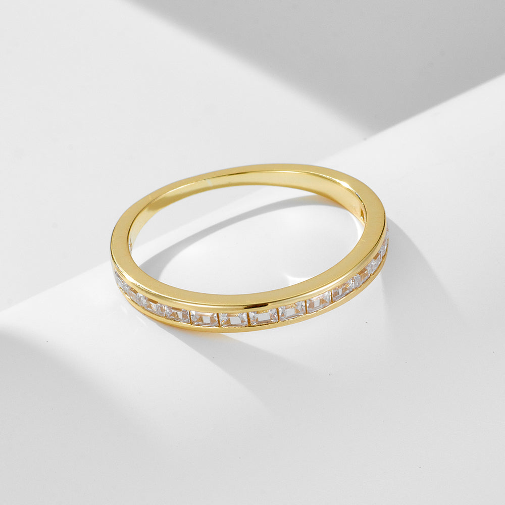 Channel Setting White Zirconia Band Rings Jewelry