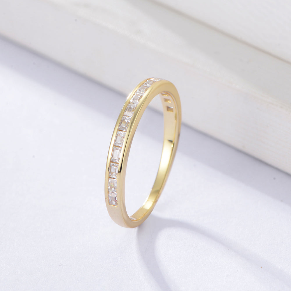 Channel Setting White Zirconia Band Rings Jewelry