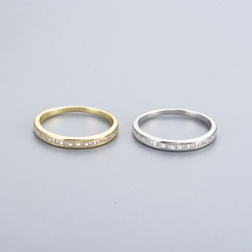Channel Setting White Zirconia Band Rings Jewelry