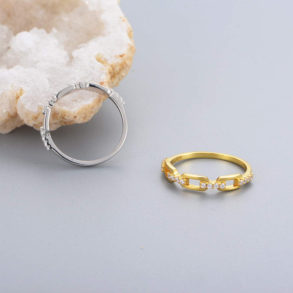 Personalized Half Chain Engagement Wedding Ring Jewelry