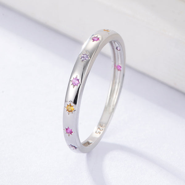 Summer Rainbow Color CZ Female Ring