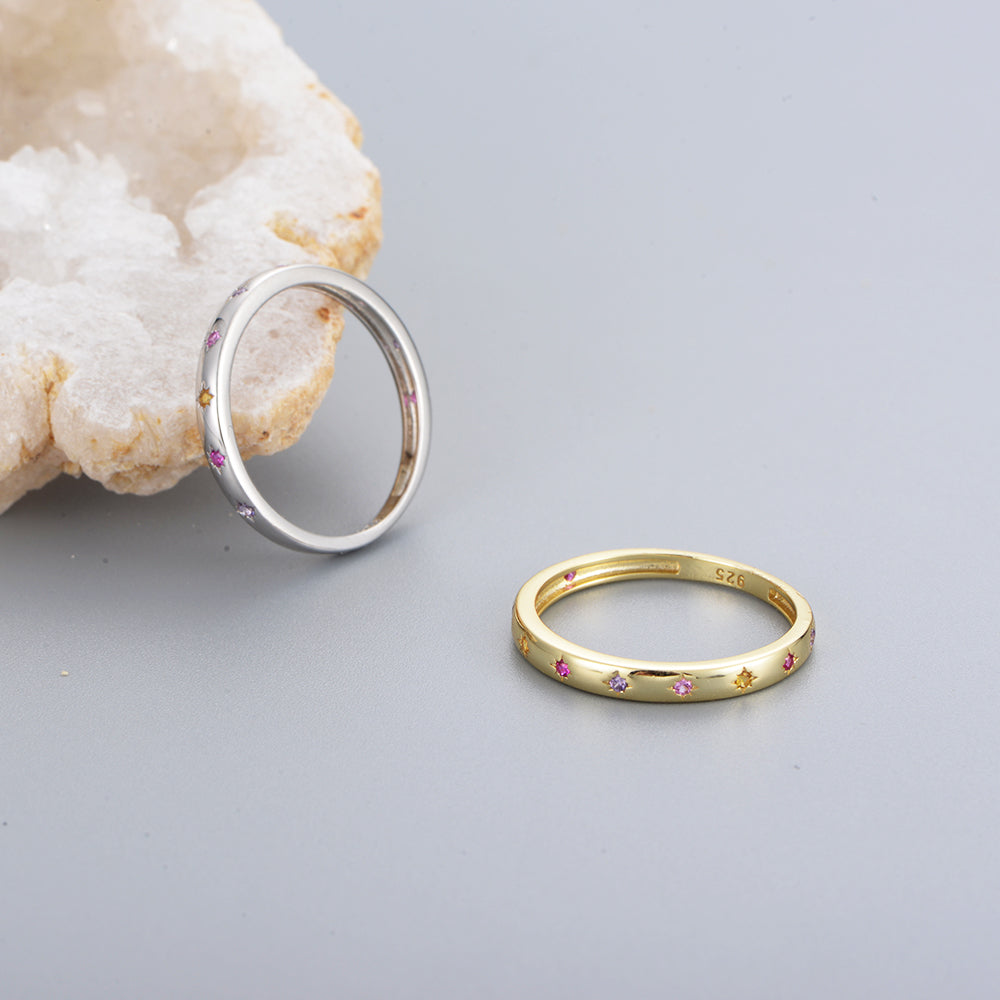 Summer Rainbow Color CZ Female Ring