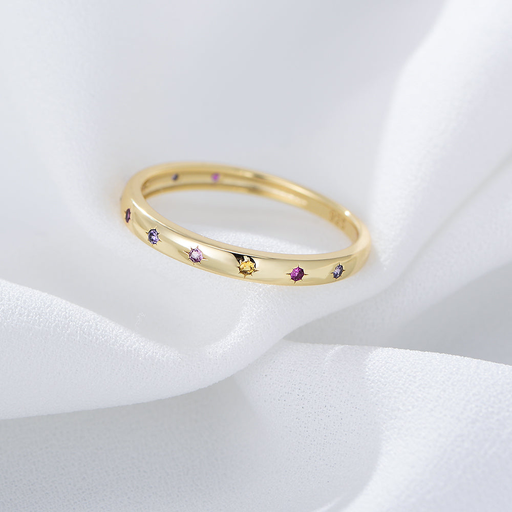 Summer Rainbow Color CZ Female Ring