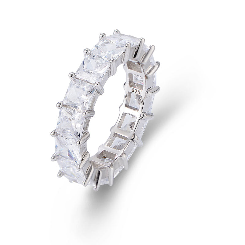 Full Diamond Square Zircon Ring  Rings Women