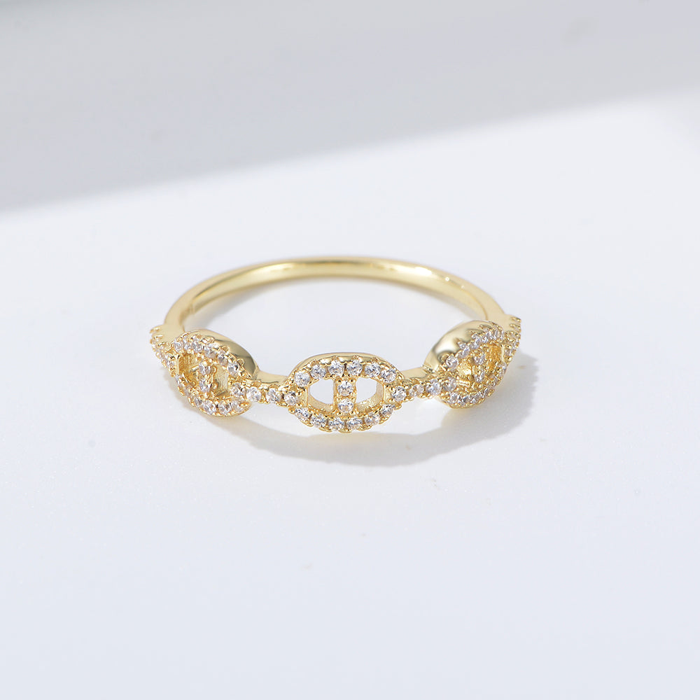 Jewelry Pave Cubic Zirconia Pig Nose Shape Ring