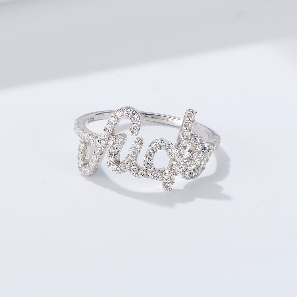 Customized Name 925 Silver Fashion Gold Plated Jewelry Ring