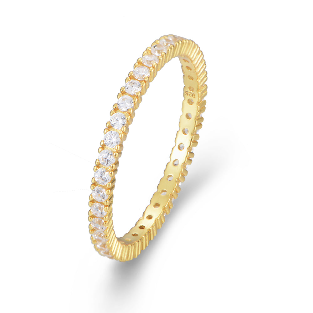 Luxury Jewelry Full Setting Zirconia 925 Silver Eternity Ring