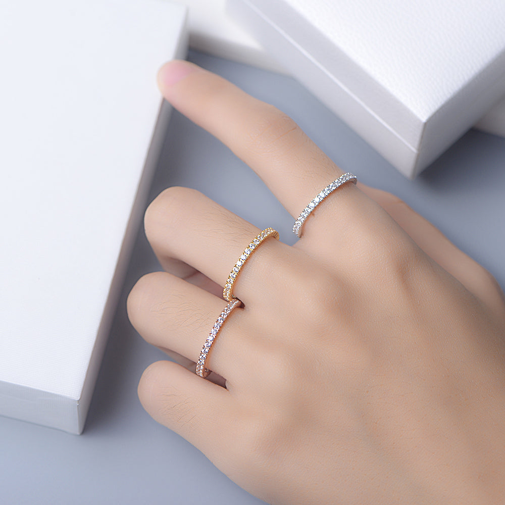 Luxury Jewelry Full Setting Zirconia Eternity Ring