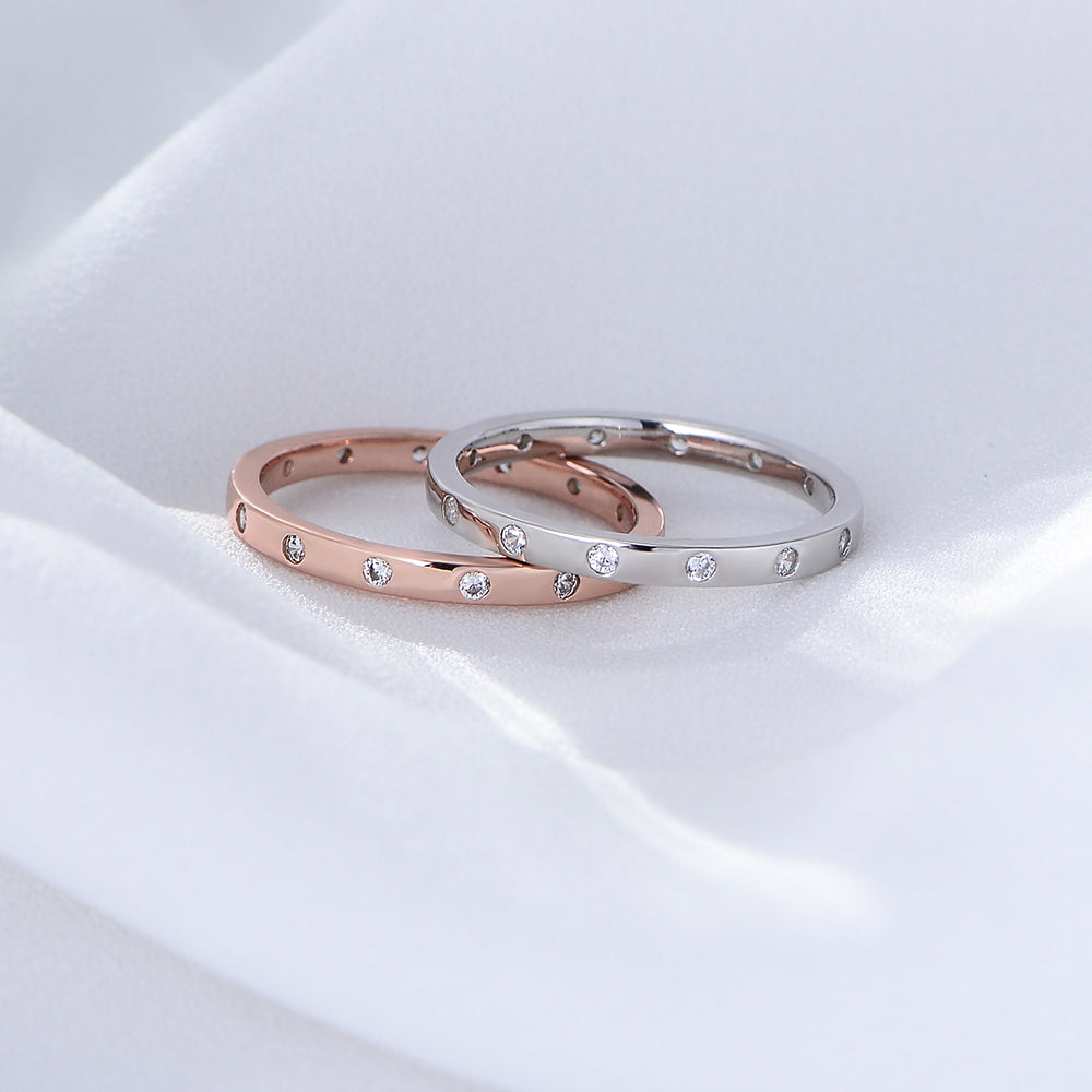 Rhodium/Gold/Rose Gold Plated Zircon Band Ring