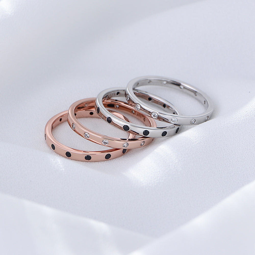 925 Silver Jewelry Rhodium/Gold/Rose Gold Plated Zircon Band Ring